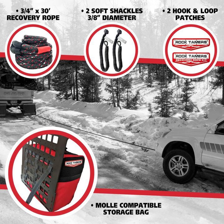 Rock Tamers 3/4 Inch x 30 Ft Recovery Rope Kit, large image number 3
