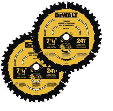 DEWALT 7-1/4-in 24T Saw Blades with ToughTrack tooth design 2 pk, large image number 0