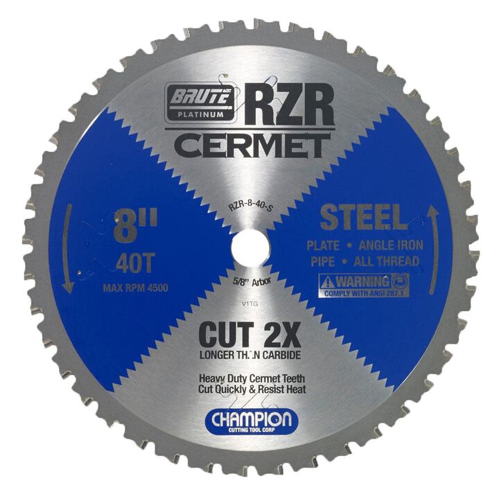Champion Cutting Tool Cermet Tipped Circular Saw Blade 8in (Steel Cutting)