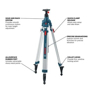 Bosch 110 In. Heavy-Duty Aluminum Elevator Tripod, large image number 2