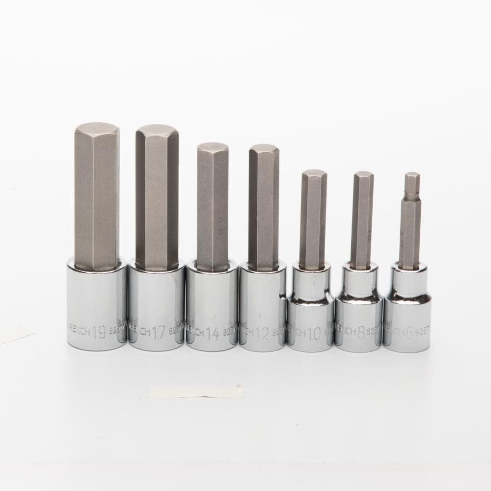 GEARWRENCH 1/2 Inch Drive Metric Mid Length Hex Bit Socket Set 7 Piece - 82586