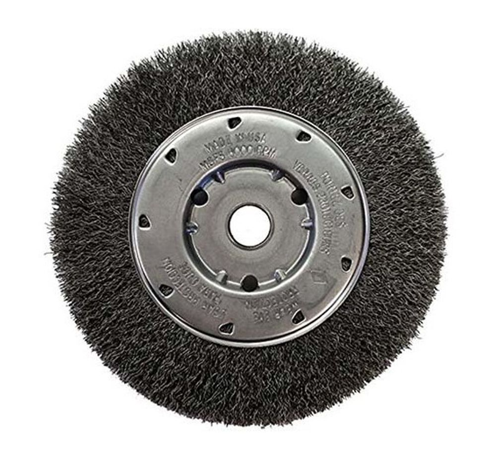 United Abrasives 6 Inch x 5/8 Inch 1/2 Inch 6000 RPM Carbon Steel Bench Wire Wheel, large image number 2