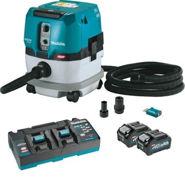 Makita 40V max XGT 2.1 Gallon HEPA Filter Dry Dust Extractor Kit AWS