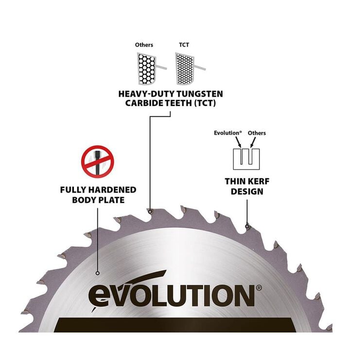 Evolution Power Tools 7in x 30T Wood Cutting Circular Saw Blade, large image number 3