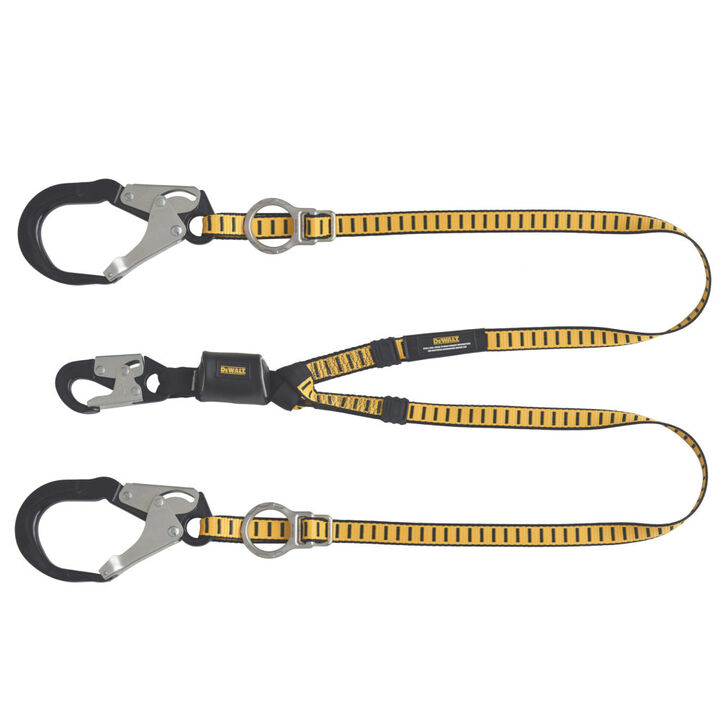 DEWALT 6 ft External Energy Absorber TieBack Twin Leg Lanyard with Hook, large image number 0