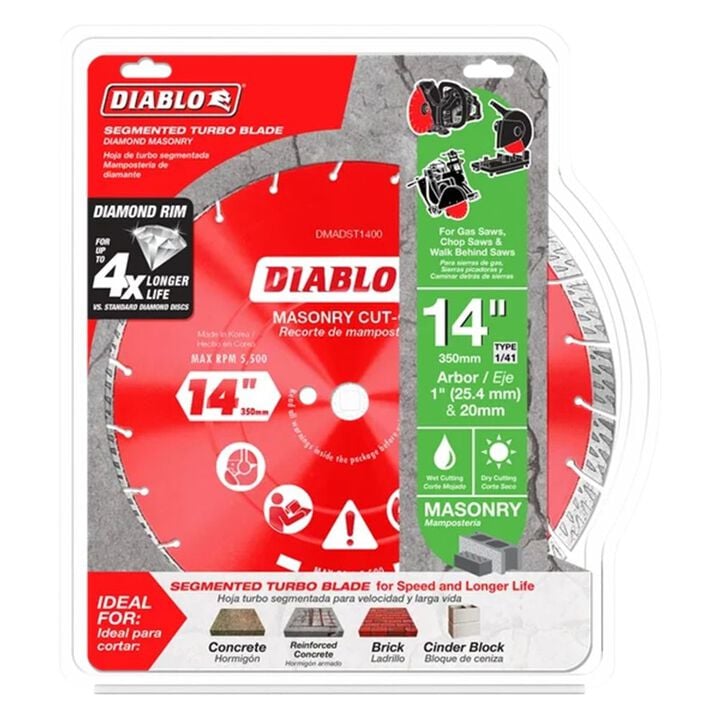 Diablo Tools 14 Inch Segmented Turbo Rim Diamond Cut-Off Blade for Masonry, large image number 1