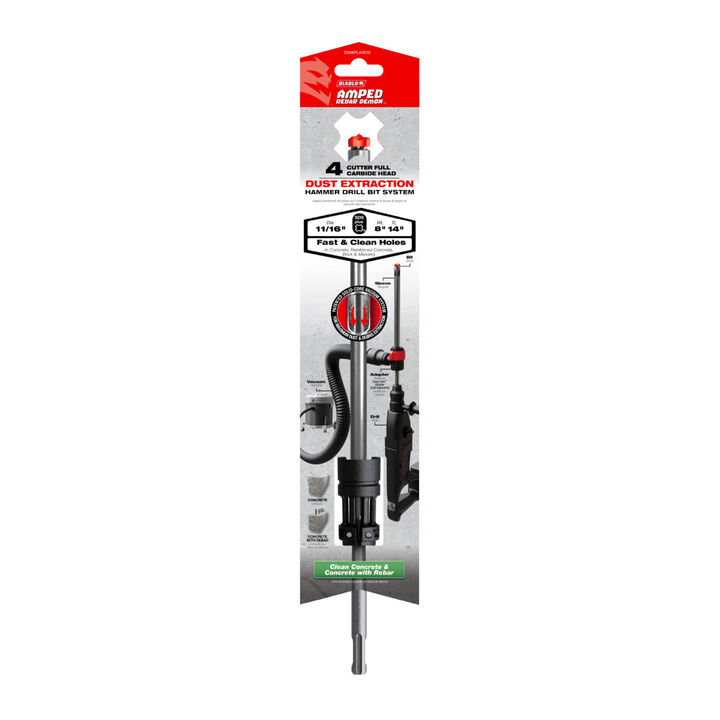 Diablo Tools AMPED Rebar Demon 11/16 Inch x 8 Inch x 14 Inch SDS-Plus 4-Cutter FCH Dust Extraction Hammer Drill Bit, large image number 4
