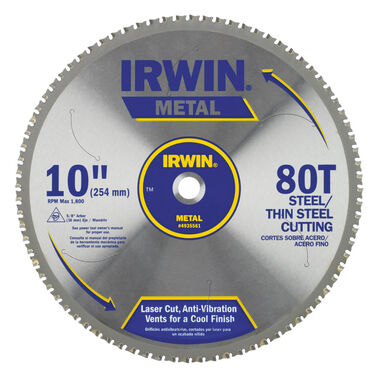 Irwin 10in x 80T Master Combination Thin Steel 5/8in Arbor - Carded