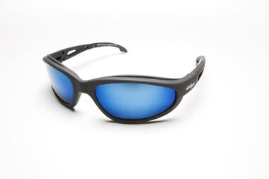 Edge Dakura Polarized Safety Glasses Black Frame Aqua Precision Blue Mirror Lens, large image number 0