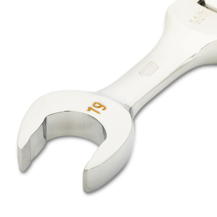 GEARWRENCH 19mm 90-Tooth 12 Point Stubby Flex Combination Ratcheting Wrench, large image number 2