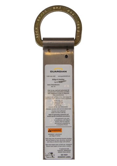 Guardian Fall Protection Ridge-It Anchor 9 3/4in with Single D Ring