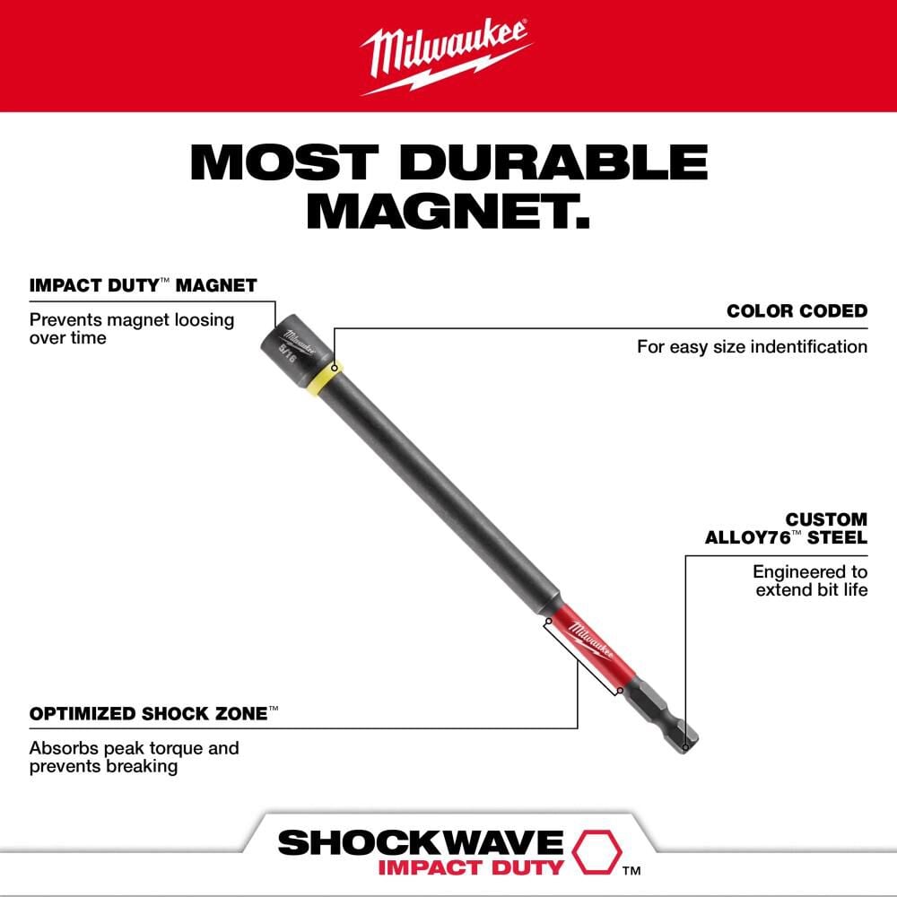 Milwaukee 9/16 x 6 Inch Impact Duty Magnetic Nut Driver, large image number 4