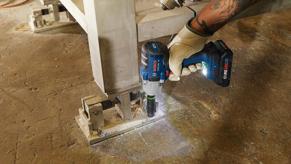 Bosch 18V 1/2in Mid Torque Impact Wrench Kit Connected Ready with Frictin Ring and Thru Hole and 2 CORE18V 4.0 Ah Compact Batteries, large image number 11