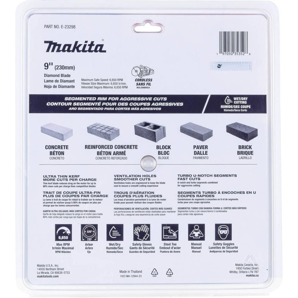 Makita Thin Kerf 9 Inch Segmented Turbo Rim Diamond Blade for Reinforced Concrete and Brick, large image number 4