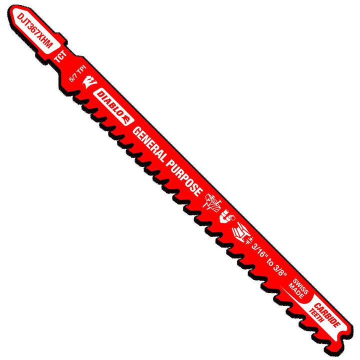 Diablo Tools 5-1/4in 5/7 TPI Carbide T-Shank Jig Saw Blade for GenPupose, large image number 1