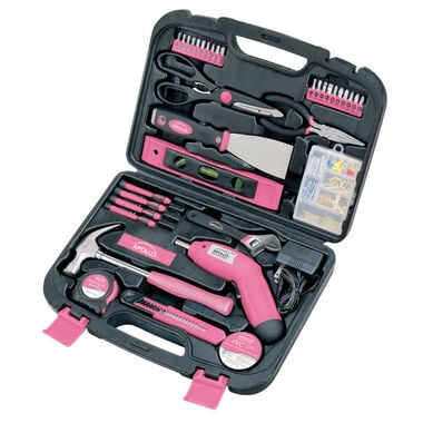 Apollo Precision Tools 135 Piece Household Tool Kit - Pink, large image number 0