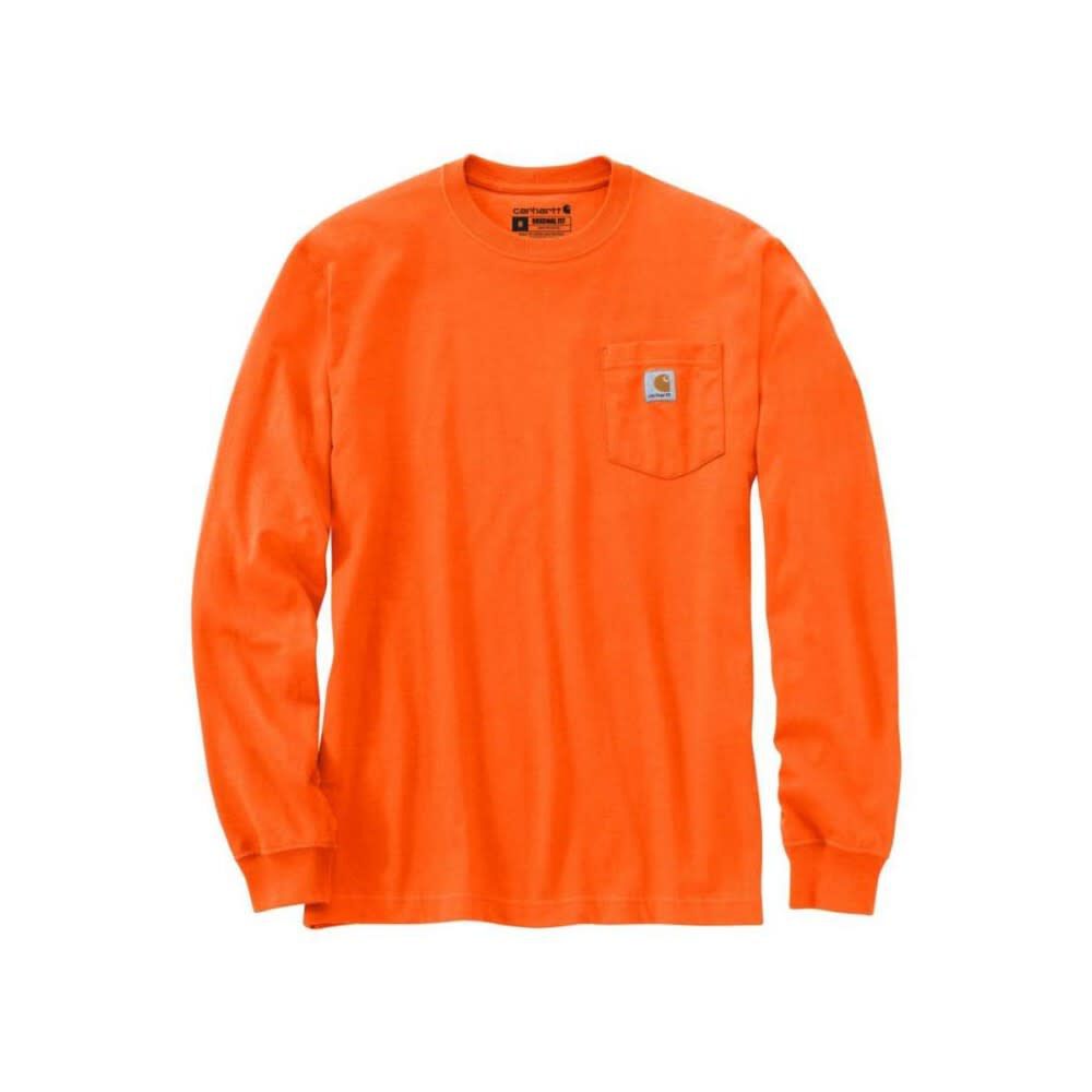 Carhartt Men's Cotton Long-Sleeve T-Shirt, Bright Orange, Medium, large image number 2