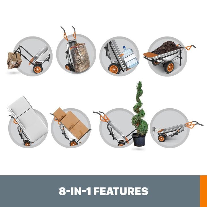 Worx 3 cu. ft. AeroCart 8-in-1 Wheelbarrow Dump and Yard Cart in One, large image number 2