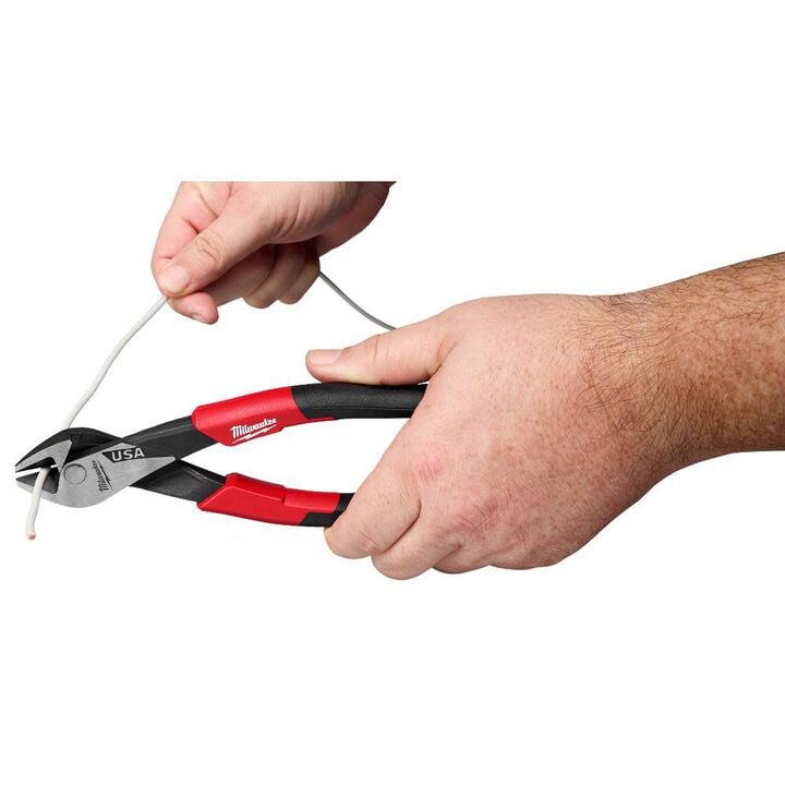 Milwaukee 8 Inch Angled Head Diagonal Comfort Grip Cutting Pliers (USA), large image number 7