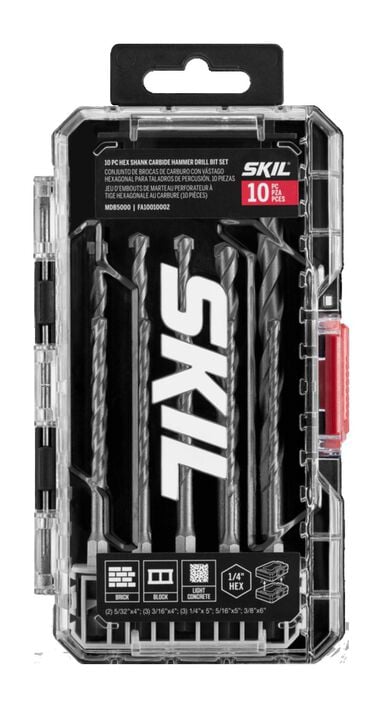 SKIL Hex Shank Carbide Hammer Drill Bit Set 10pc