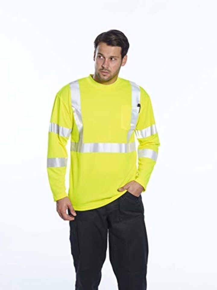 Portwest Yellow Hi-Vis Long Sleeved T-Shirt - Large, large image number 1