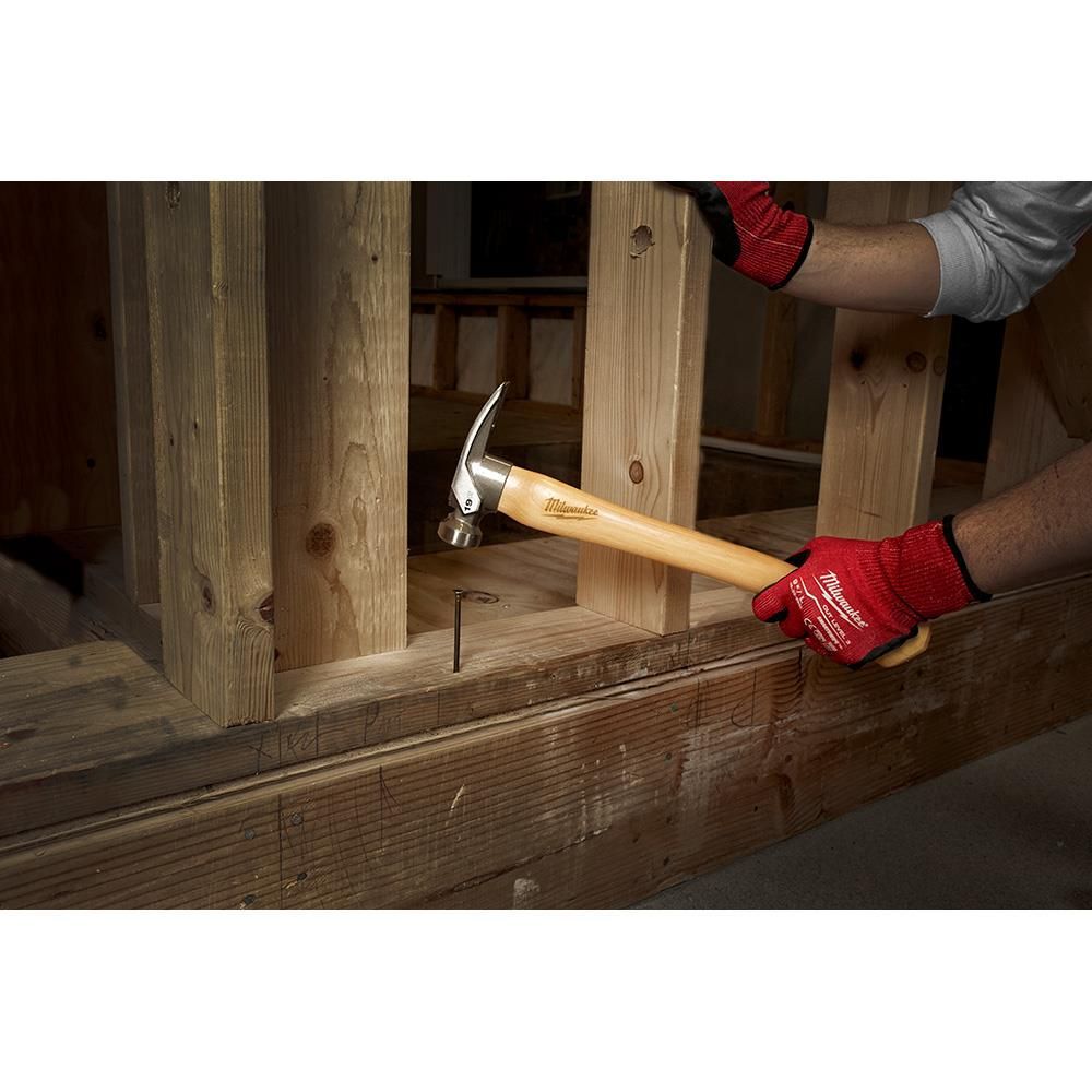 Milwaukee 19oz Smooth Face Hickory Wood Framing Hammer, large image number 5