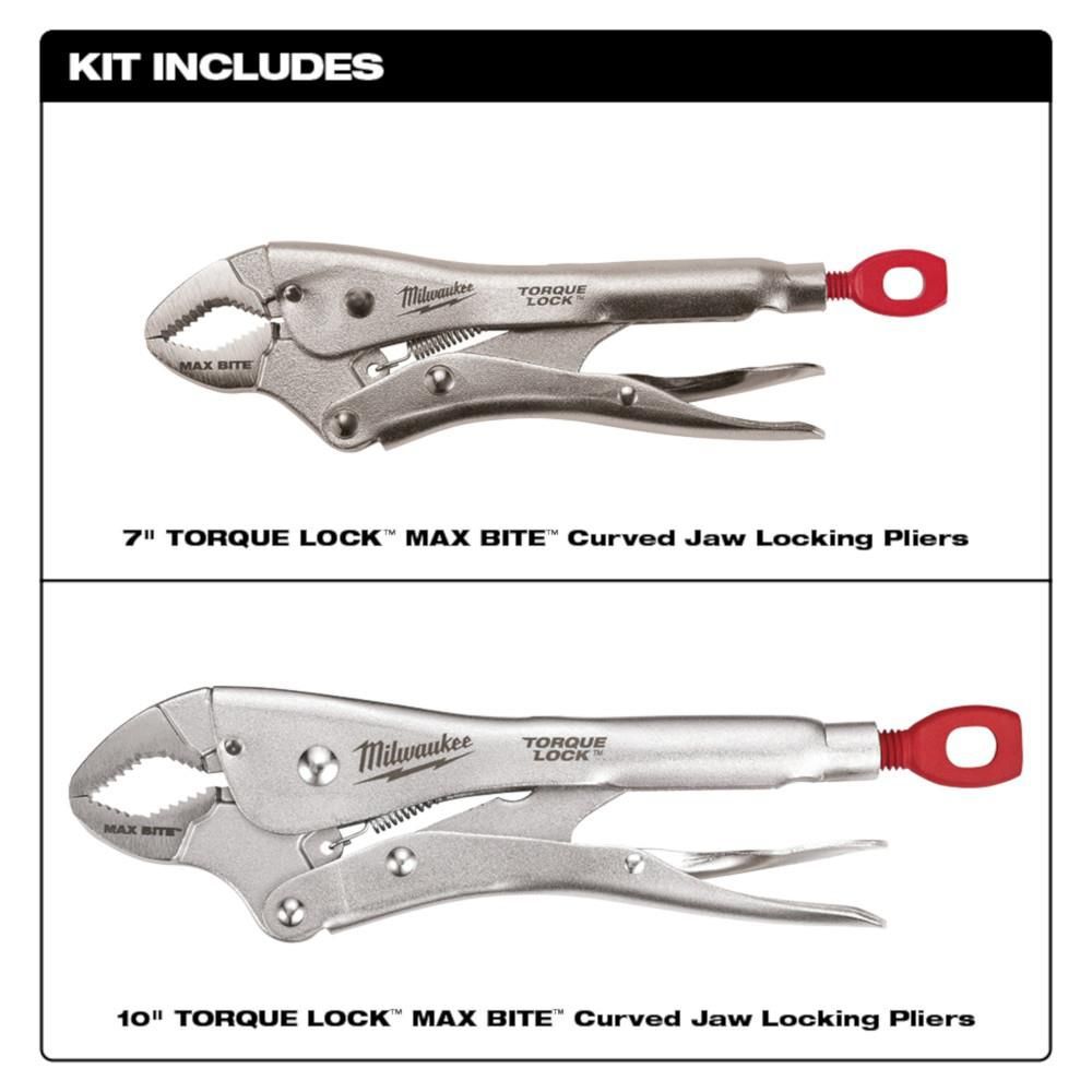 Milwaukee 7inch & 10inch Maxbite TORQUE LOCK Locking Pliers 2pc Set, large image number 2