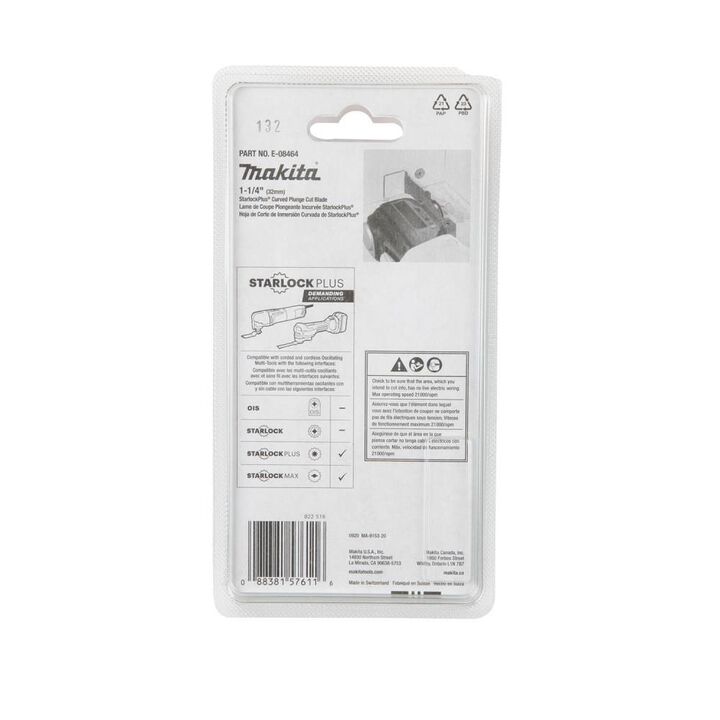 Makita StarlockPlus Oscillating Multi Tool 1 1/4in Bi Metal Curved Plunge Cut Blade, large image number 3