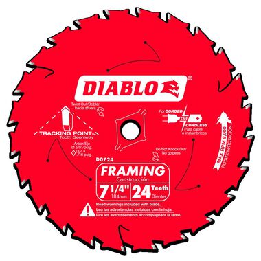 Diablo Tools 7-1/4" x 24 Tooth Framing Saw Blade, large image number 0