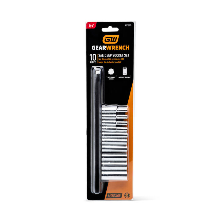 GEARWRENCH 1/4in Drive 12 Point Deep SAE Socket Set 10pc, large image number 4
