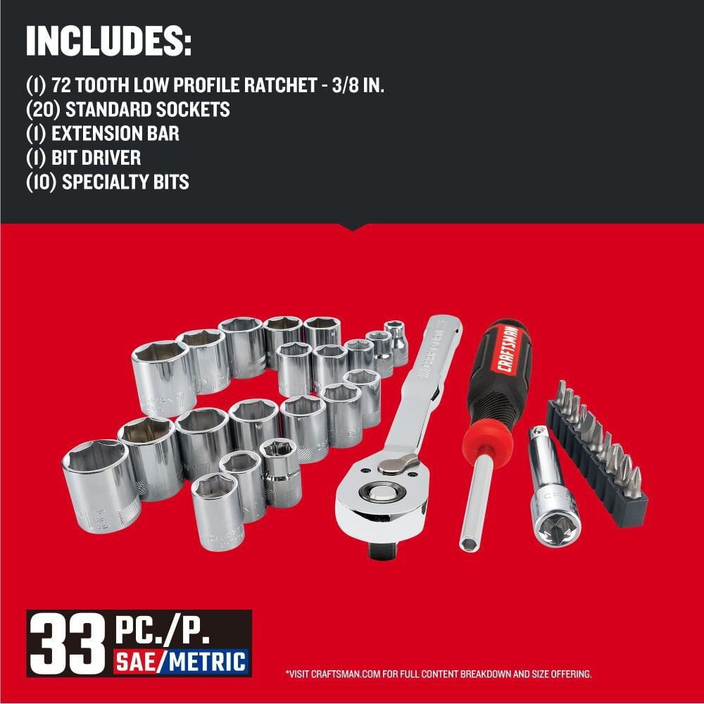 CRAFTSMAN 3/8-Inch Drive Metric Mechanics Tool Set 33 Pieces, large image number 3