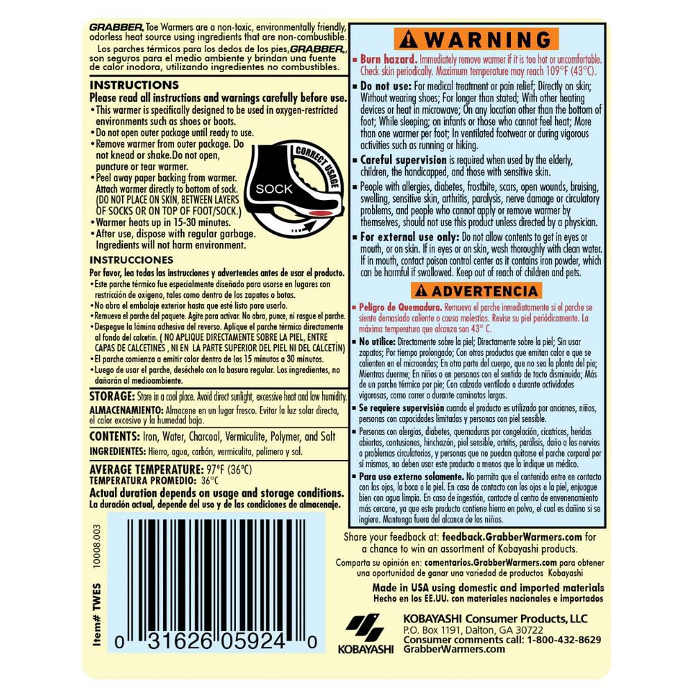 Grabber Warmers 6+ Hour Adhesive Toe Warmer, large image number 4