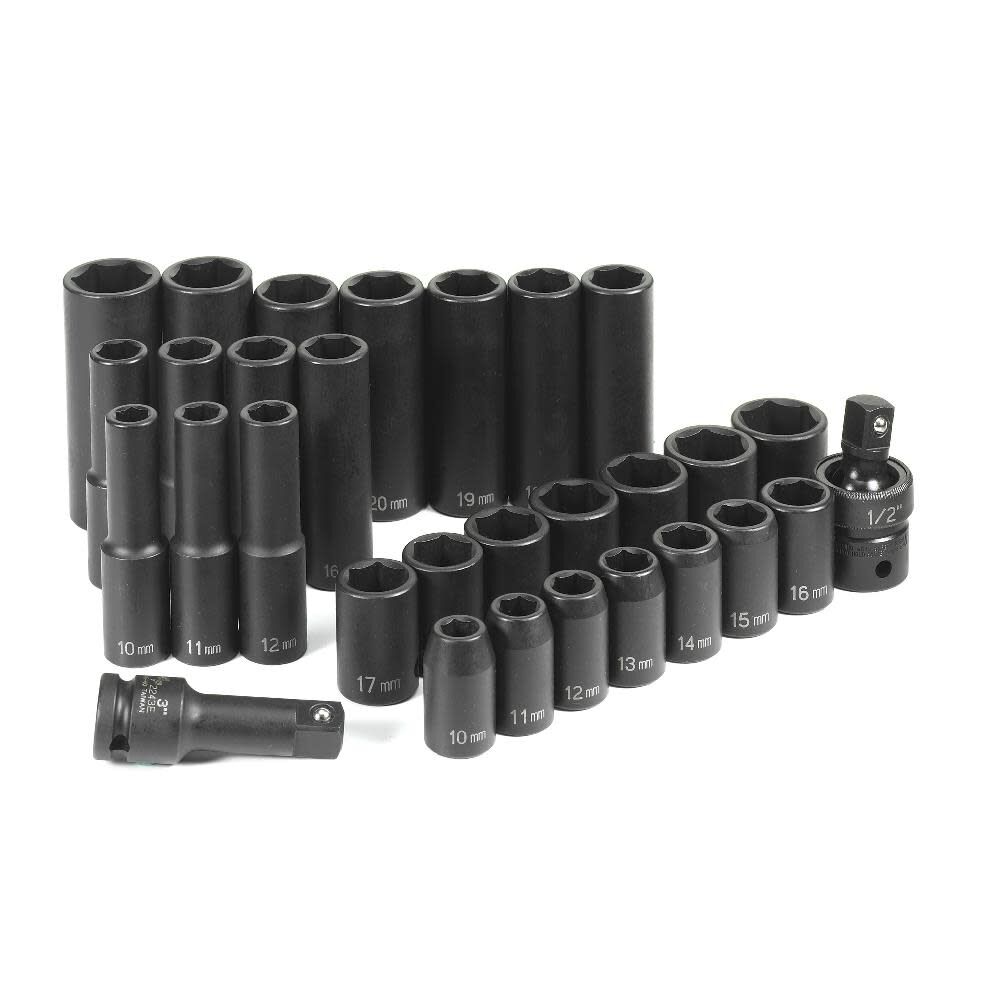 Grey Pneumatic 1/2in Drive 30 Piece Standard/Deep Metric Set, large image number 1