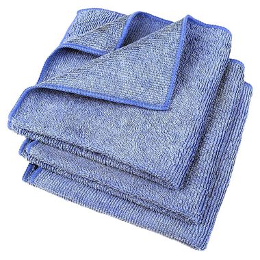 Buffalo Industries 12 x 12in Blue Microfiber Cleaning Cloth 3pk Bag