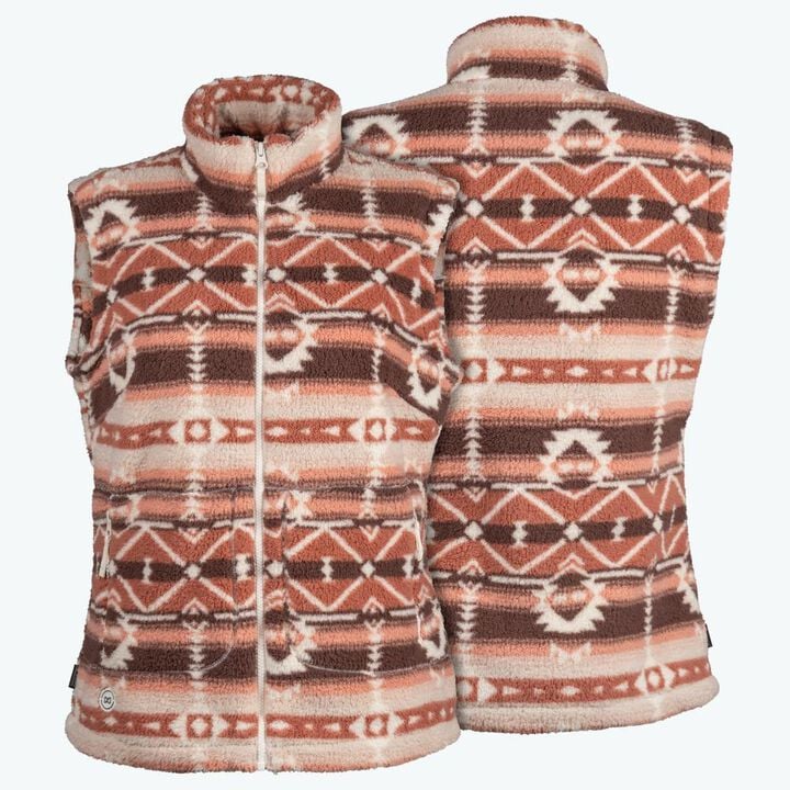 Mobile Warming Upland Sherpa Long Printed Heated Vest Kit 7.4V Womens Clay Aztec Medium