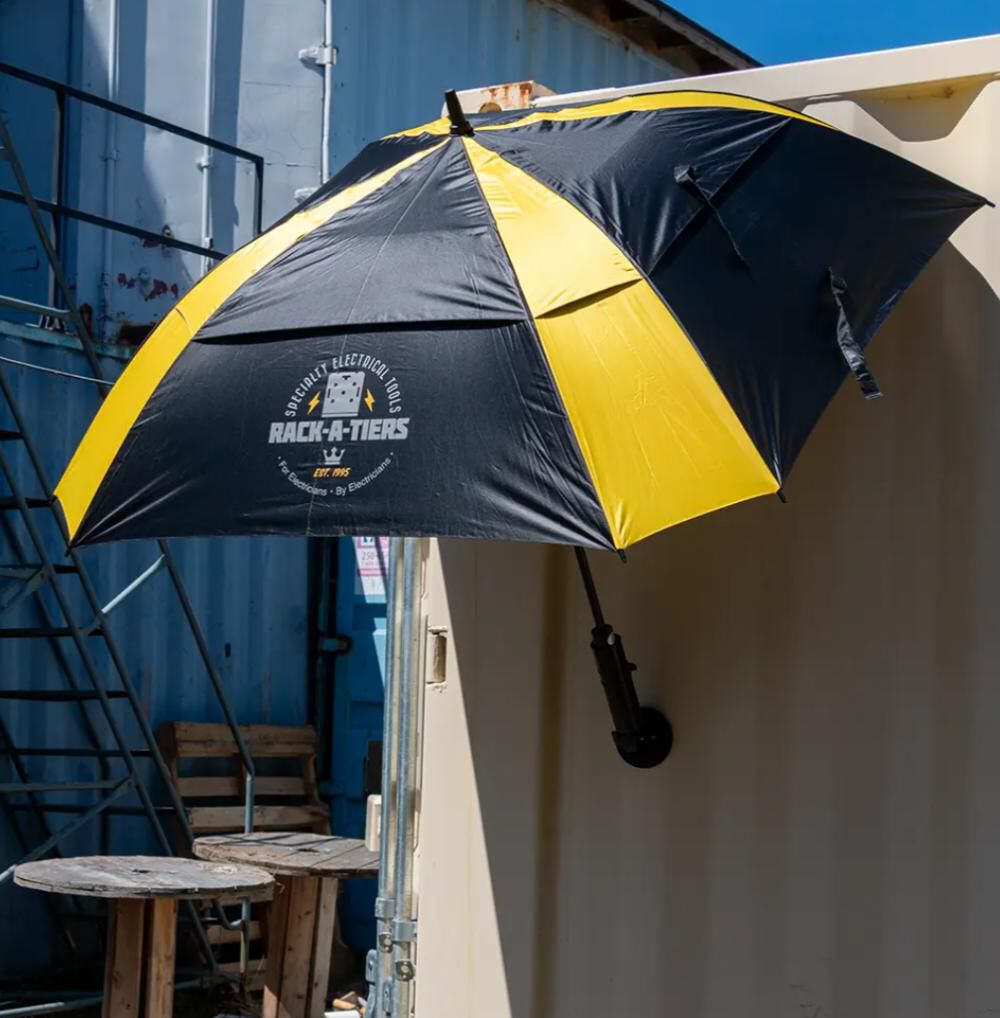 Rack-A-Tiers Promotional Racky 43-Inch Square Jobsite Umbrella, Black and Yellow, large image number 4