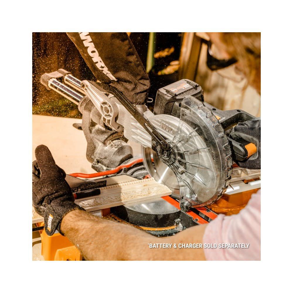 Worx 7.25 in Cordless Sliding Compound Miter Saw (Bare Tool), large image number 8