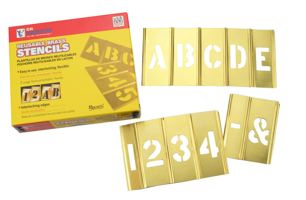 C H Hanson 4 Inch Stencil Set-Letter/Number, Brass, 45 Pieces, large image number 1