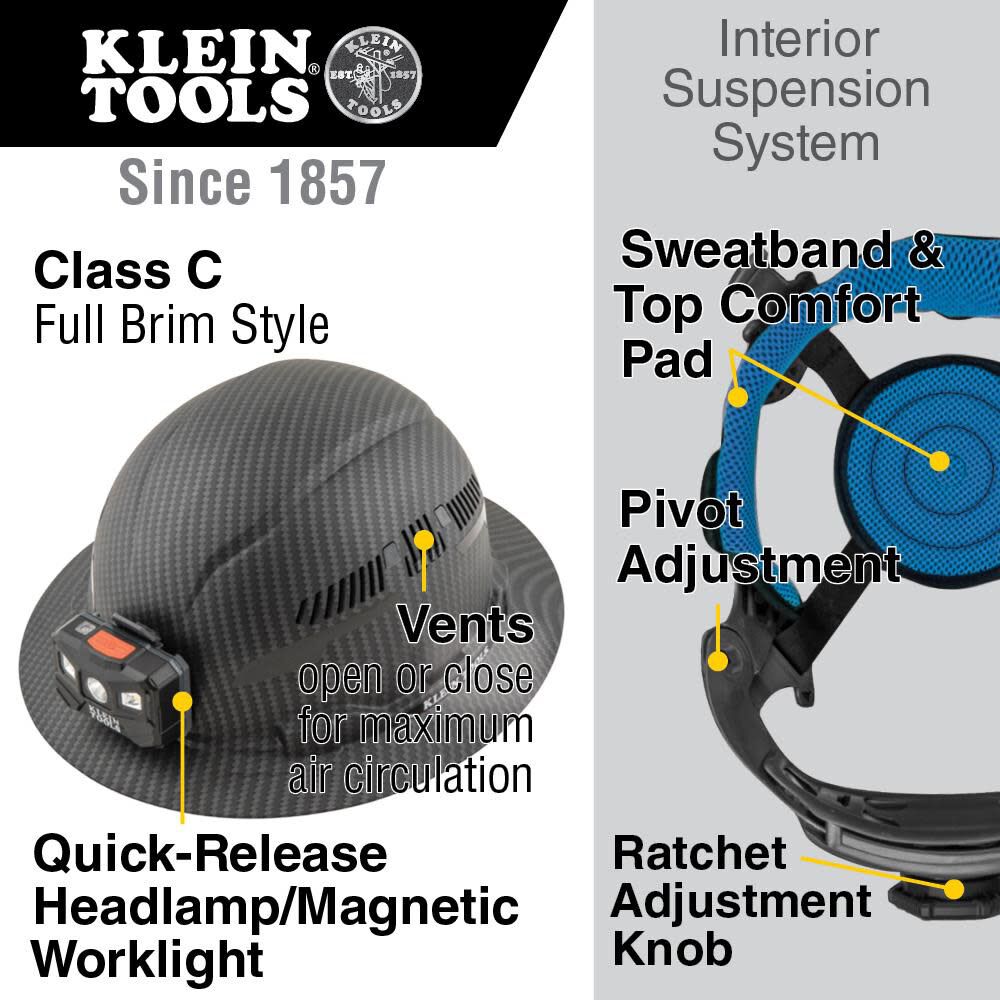 Klein Tools Hard Hat Class C with Lamp 60347 from Klein Tools Acme Tools