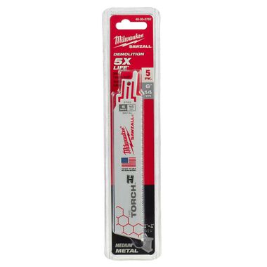 Milwaukee 6 in. 14 TPI THE TORCH SAWZALL Blades 5PK, large image number 10