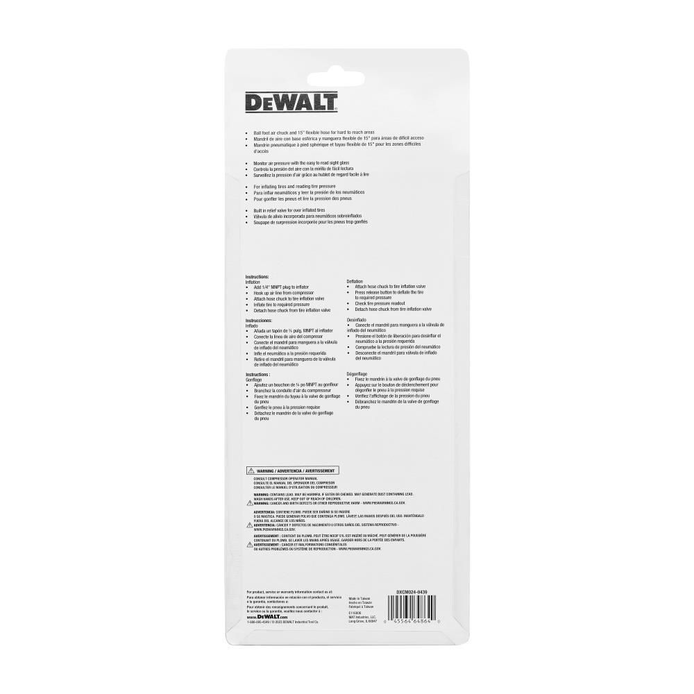 DEWALT Sight Glass Inflator with Ball Foot Chuck and 15 Inch Hose, large image number 5