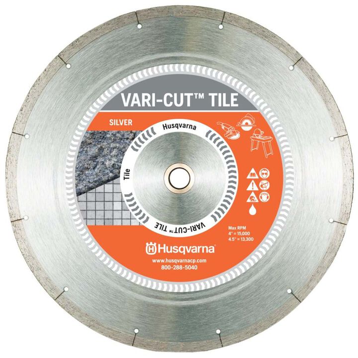 Husqvarna Construction VARI-CUT TILE 4 Inch Continuous Rim Diamond Blade for Porcelain Tile and Ceramic, large image number 1