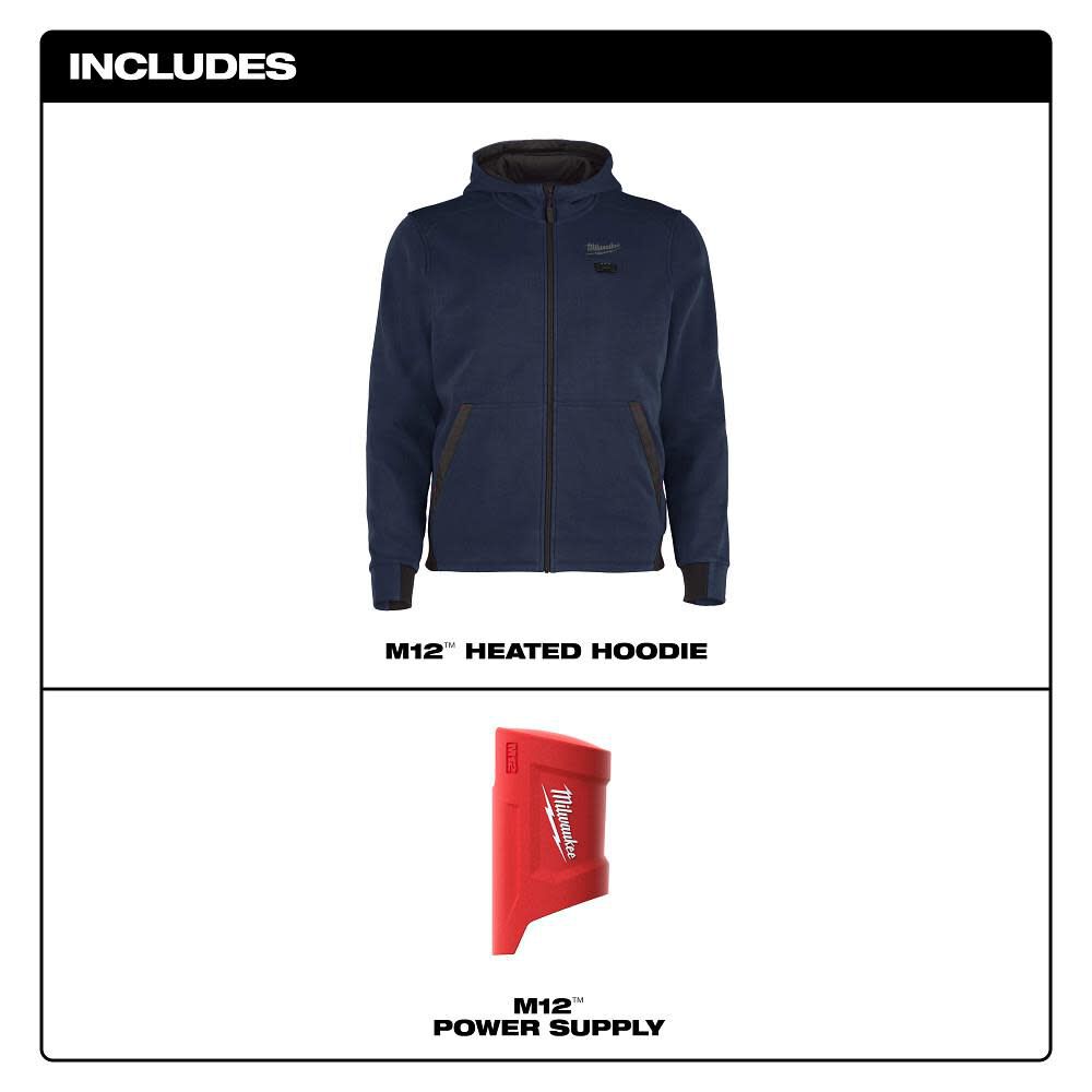 Milwaukee M12 Heated Hoodie, Blue, 2X & Heated Gear Power Source with App Control Bundle, large image number 3