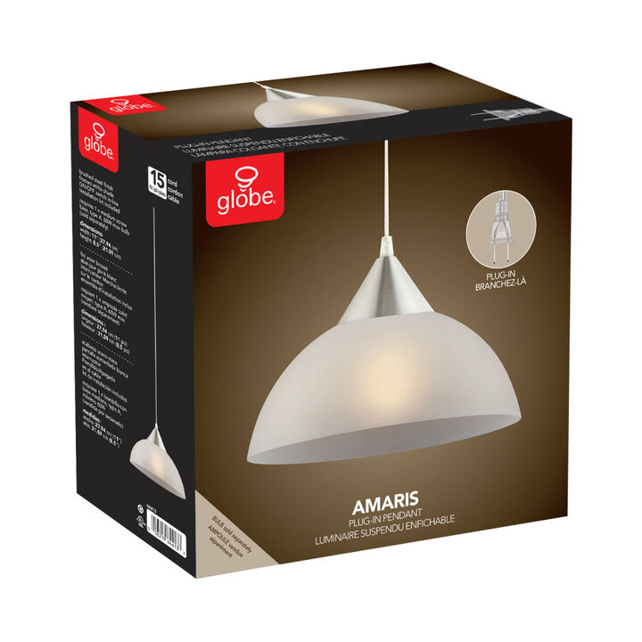 Globe Electric Amaris Plug In Pendant Light 60W E26 1 Light White, large image number 4