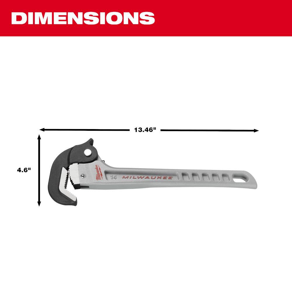 Milwaukee 14in Aluminum SelfAdjusting Pipe Wrench 48227414 Acme Tools