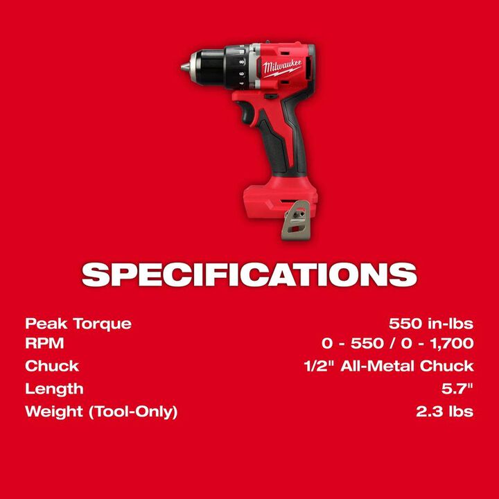 Milwaukee M18 Compact Brushless 1/2 Inch Drill/Driver (Bare Tool)-Reconditioned, large image number 4