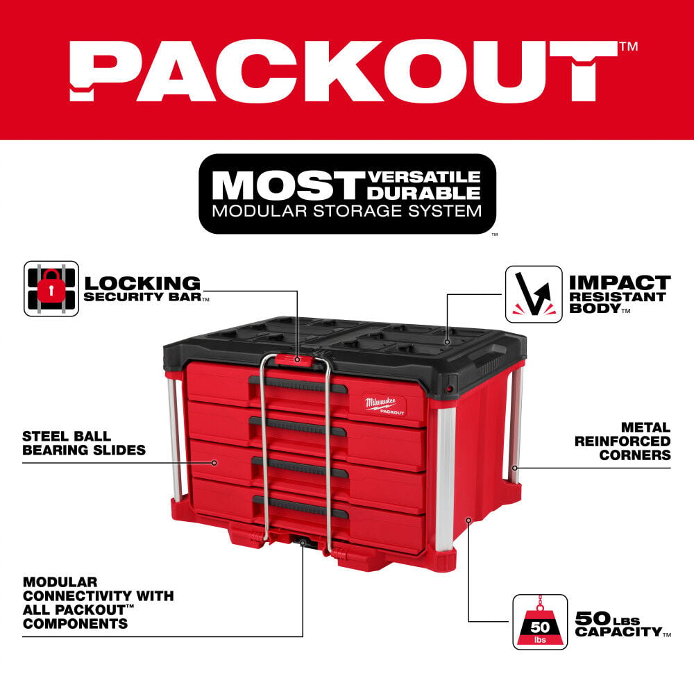 Milwaukee Master Mechanics Hand Tool Set with PACKOUT Drawers and Dolly, 366 Pieces, large image number 7