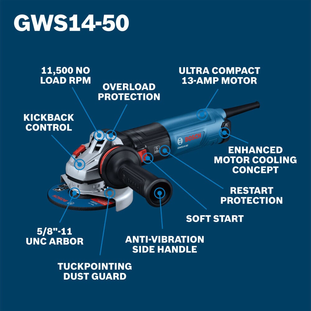 Bosch 5 Inch Angle Grinder with Slide Switch, large image number 2