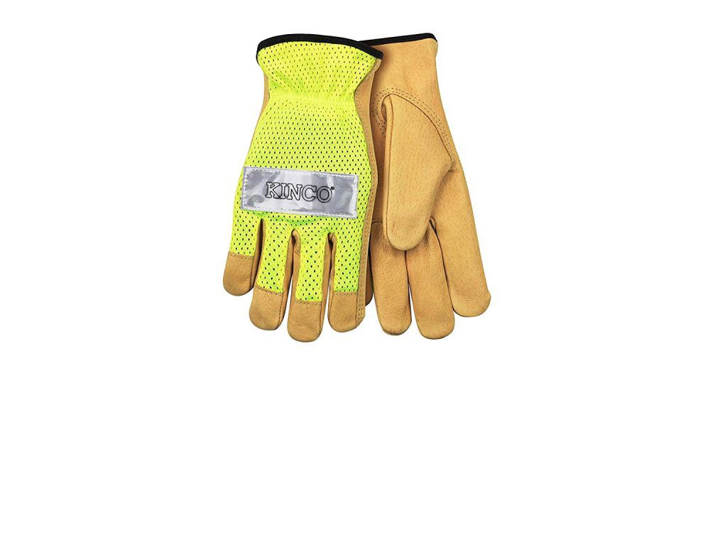 Nylon Mesh Back Reflective Material Kinco 908 Pigskin Leather Gloves Large 