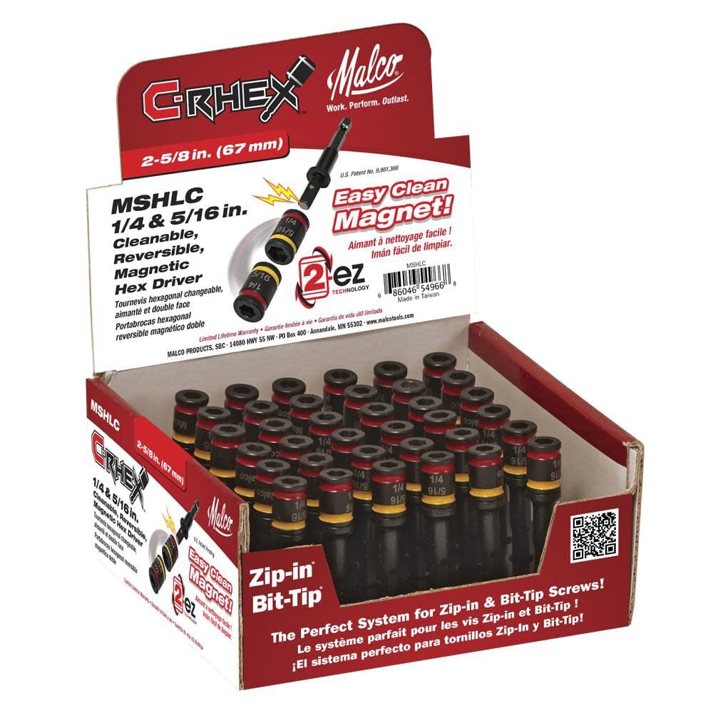Malco Products 2 5/8in Cleanable Reversible Hex Chuck Driver MSHLC from